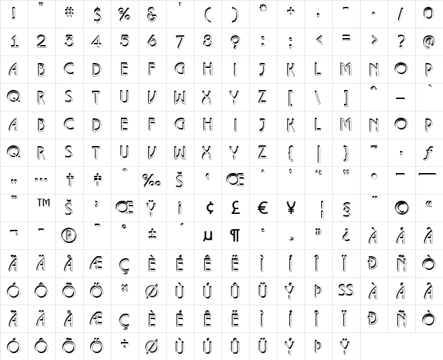 a_LancetShd Regular  glyph index
