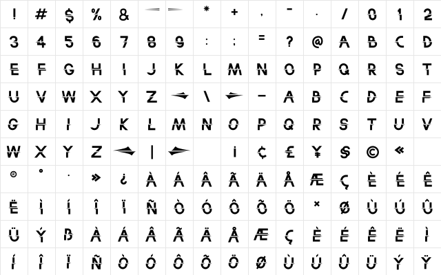 Split On Regular  glyph index