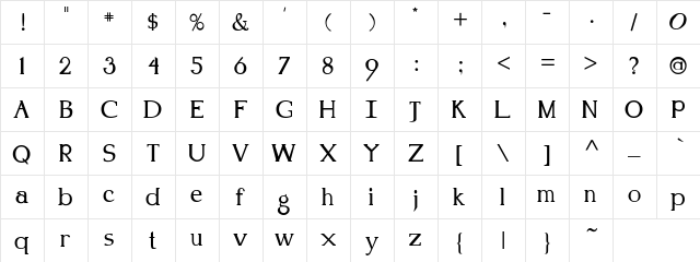 Ken Regular  glyph index