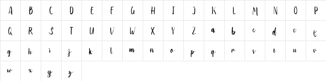 Abnada Regular  glyph index