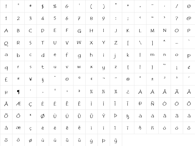 Film Cryptic Regular  glyph index