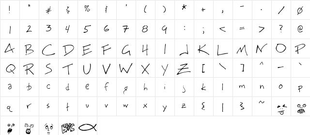 BigMisterC Regular  glyph index