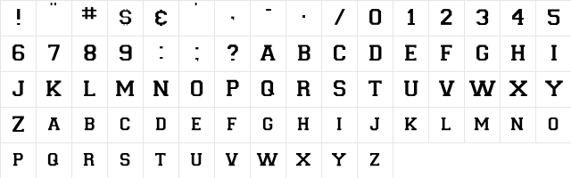CollegiateInsideFLF Regular  glyph index