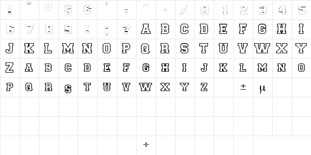 LetterSweaterOpenSCapsSSK Regular  glyph index