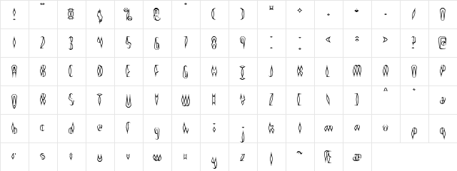 Quill Experimental O (BRK) Regular  glyph index