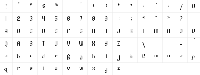 Italian Lipi Regular  glyph index