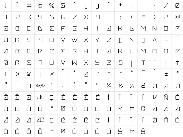 Tracer Expanded Expanded  glyph index
