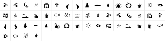 Xmas 97 Regular  glyph index