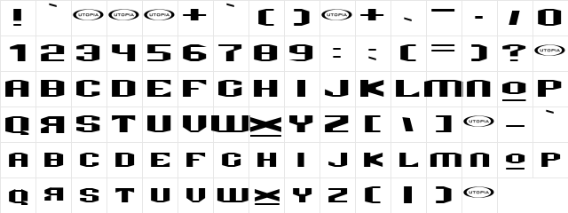 Valkyro Regular  glyph index