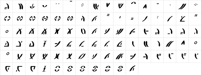 Zeta Reticuli Italic Italic  glyph index