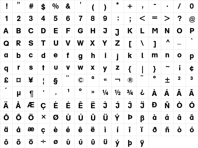 AG Schoolbook Medium  glyph index
