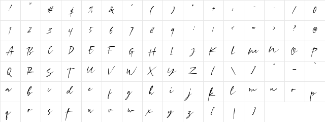 Girly Moods DEMO Regular  glyph index