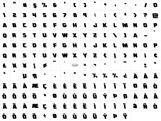 Uglier Things Leftalic Italic  glyph index