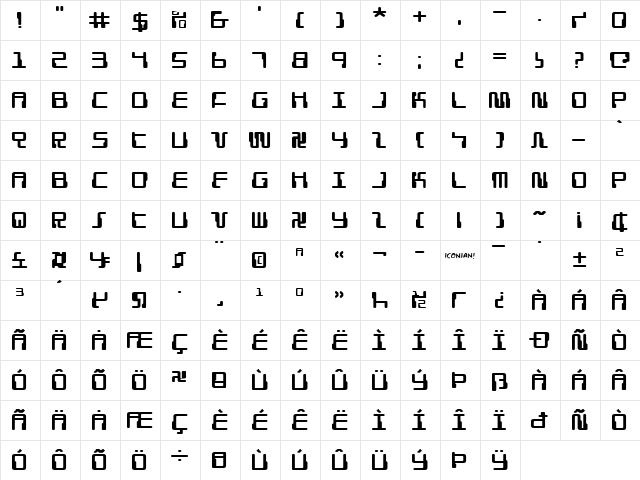 Droid Lover Expanded Expanded  glyph index