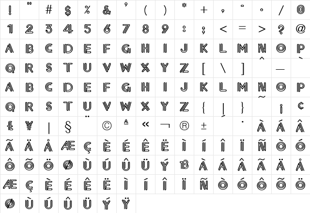 Eklesiastic Regular  glyph index