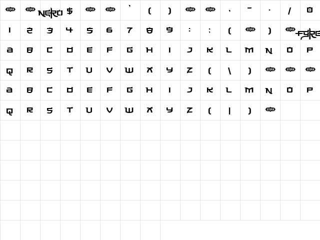 Made in China Regular  glyph index