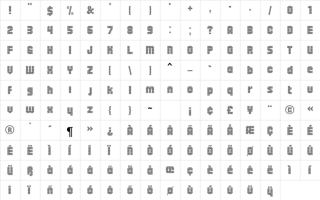 ChicagoMN Regular  glyph index