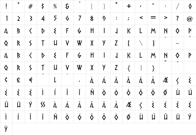 I781-Deco Regular  glyph index