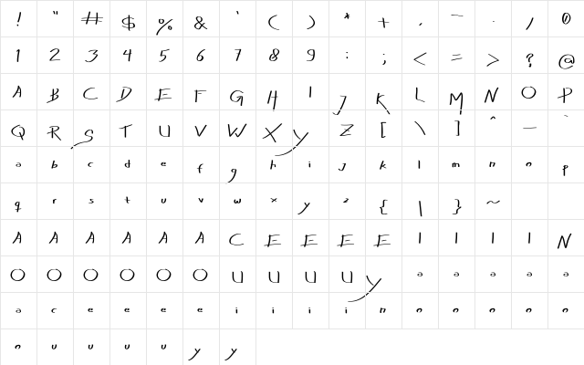 Huntsville Regular  glyph index