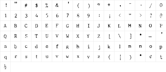 Beccaria Regular  glyph index
