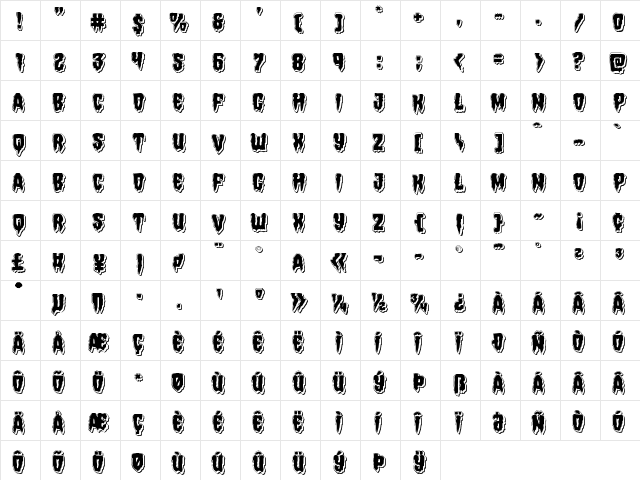 Hemogoblin Punch Regular  glyph index