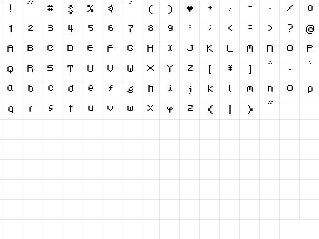 Dotphoria Regular  glyph index