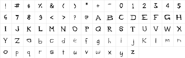 Evil Bunny Regular  glyph index