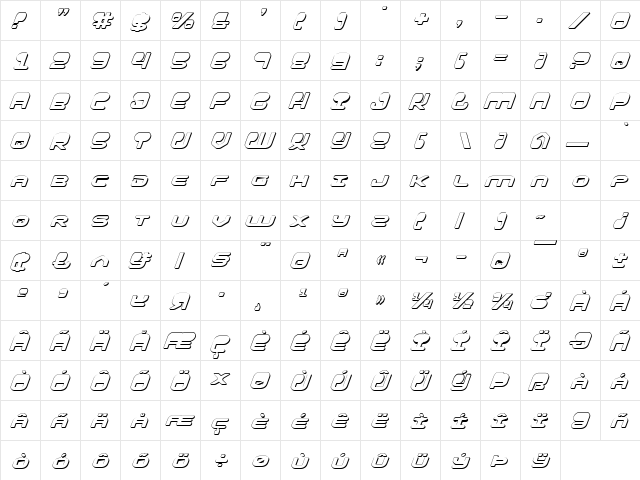 HYPNO Agent 3D Italic 3D Italic  glyph index