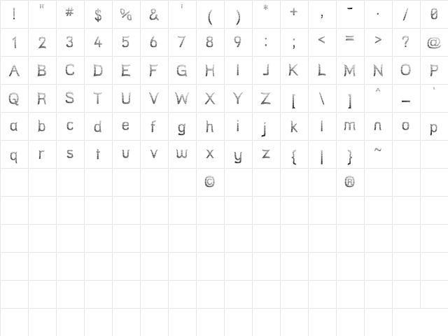 Street Net  glyph index