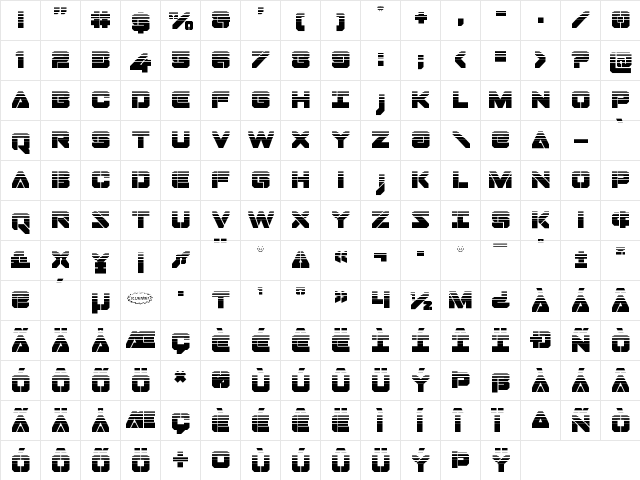 Domino Jack Halftone Regular  glyph index