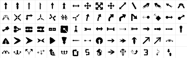 Arrows Mangle Regular  glyph index