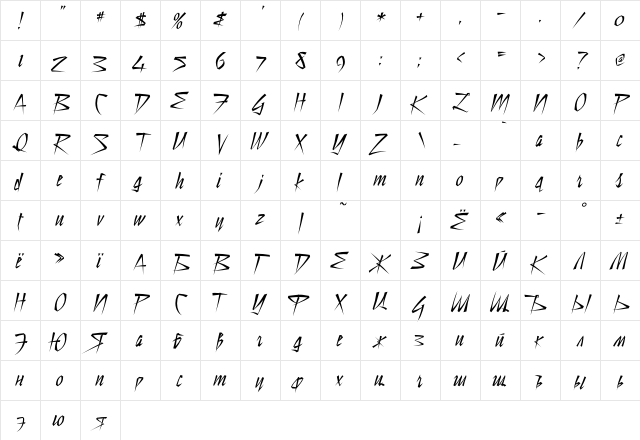 DS StillTimeC Regular  glyph index