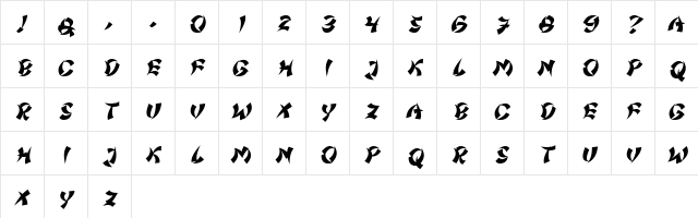 Chinatown Champs Italic  glyph index