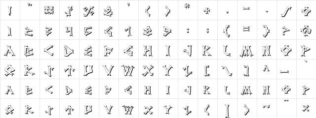 Dragon Order Shadow Shadow  glyph index