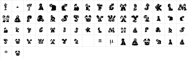 Aphrodite Regular  glyph index