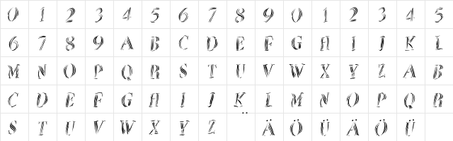 ZebralSketchedCaps Regular  glyph index