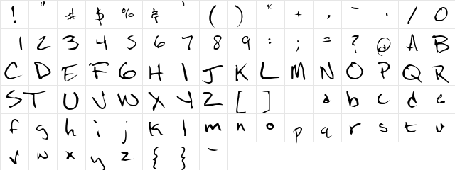 NoteScrawl Regular  glyph index