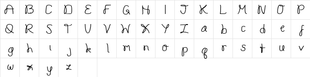 Onestroke Regular  glyph index