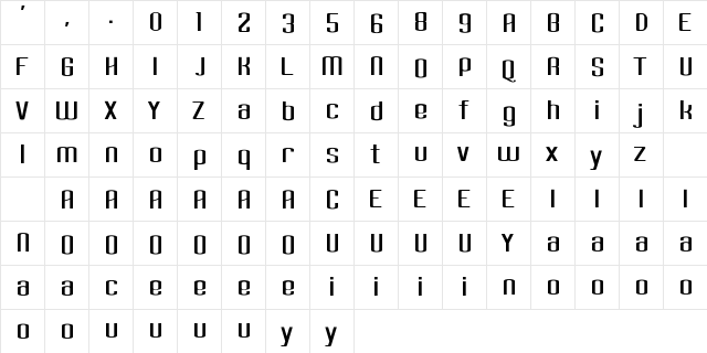 Belgia Demo Regular  glyph index