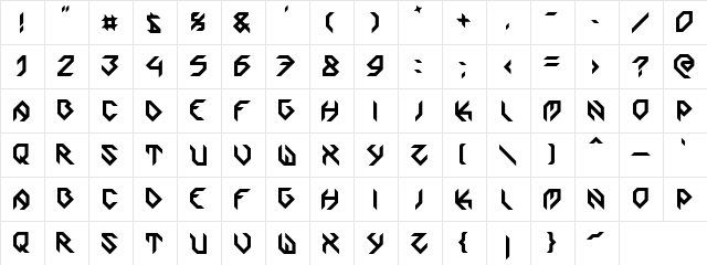 Zoomgroove Regular  glyph index
