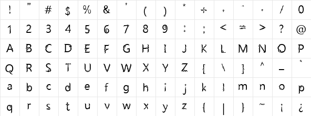 Cloudy Mega Regular  glyph index