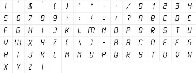 LCD2 Normal  glyph index