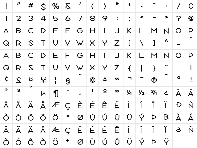 Republik Sans ICG 01 Regular  glyph index