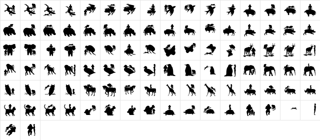 AnimalsMeetings Regular  glyph index