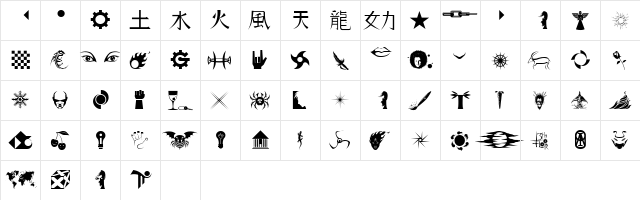 Hong's 2 Dings Regular  glyph index