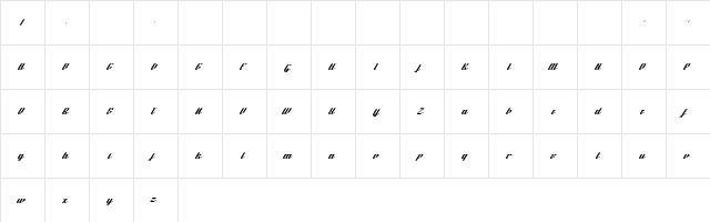 BTX-Fluidz Regular  glyph index