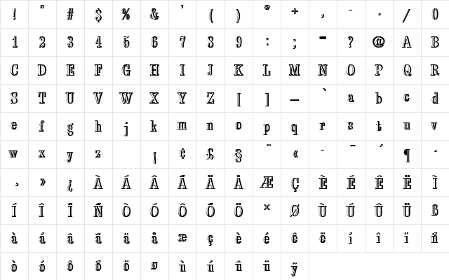 EgizioTConRe1 Regular  glyph index