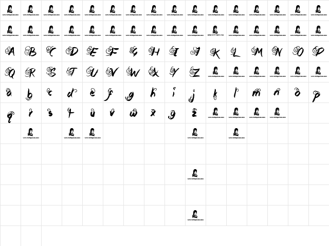 Queenie Beebie Regular  glyph index