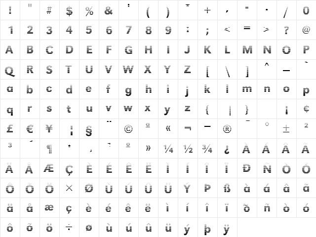 TomBeckerGradient-Medium Normal  glyph index