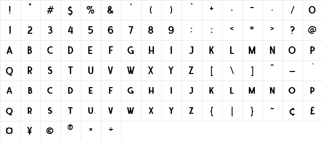 Ferghaus Sans Regular  glyph index